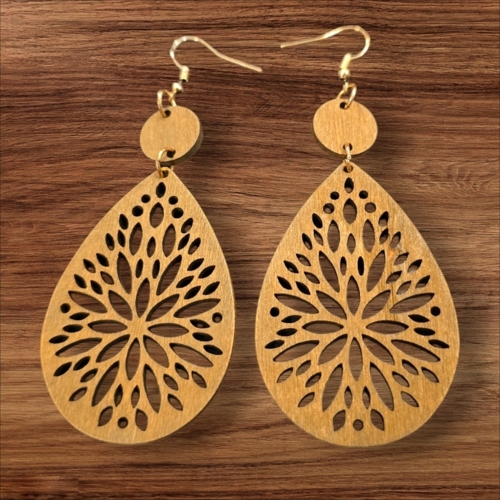 Wood Bohemian Dangle Earrings